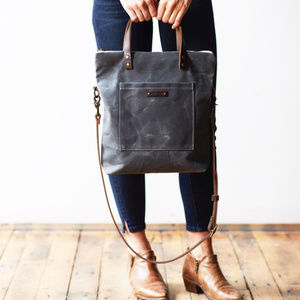 Red House waxed-canvas “Book Bag”, Ash Grey